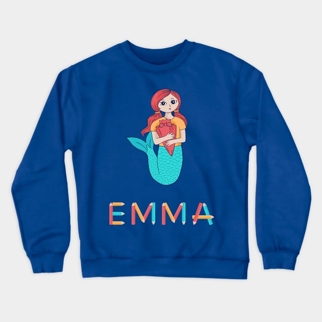 School Enrollment Mermaid Emma Crewneck Sweatshirt by DePit DeSign